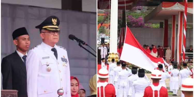 Upacara penurunan Bendera Merah Putih HUT Ke-79 Kemerdekaan, Wabup Sukabumi “Hari Kemerdekaan momen penting muhasabah diri”