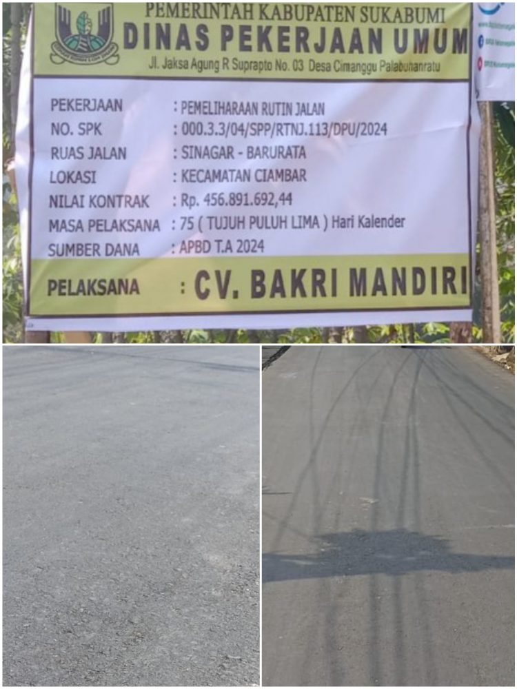 PU Kabupaten Sukabumi lakukan pemeliharaan rutin ruas jalan sinagar-barurata ciambar
