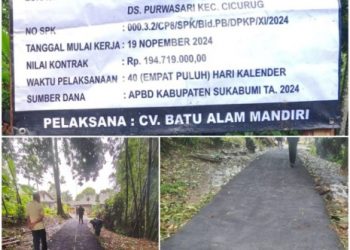 Disperkim Kab. Sukabumi lakukan peningkatan jalan lingkungan di desa purwasari