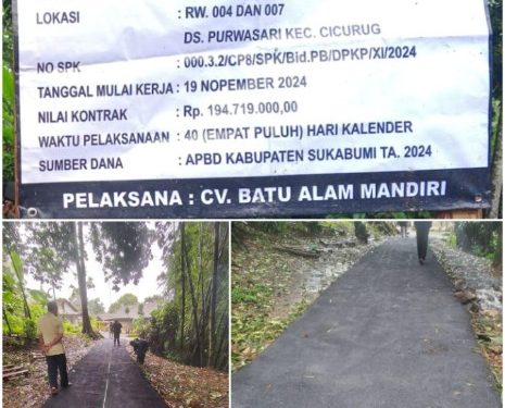 Disperkim Kab. Sukabumi lakukan peningkatan jalan lingkungan di desa purwasari