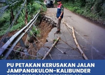 PU survei titik-titik kerusakan ruas jalan jampangkulon-ciguyang akibat dampak bencana