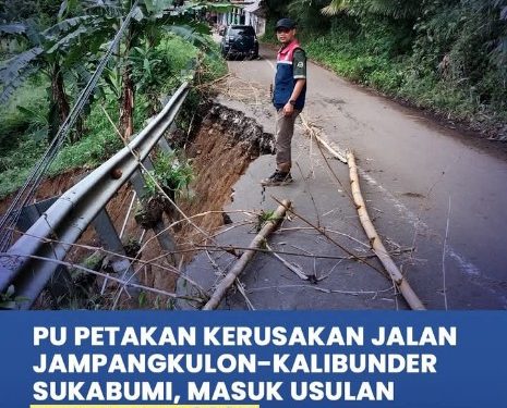 PU survei titik-titik kerusakan ruas jalan jampangkulon-ciguyang akibat dampak bencana