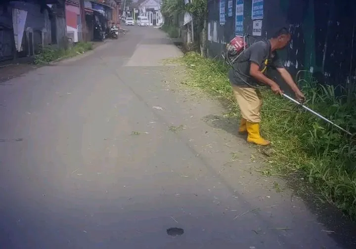 Dinas PU Sukabumi Lanjutkan Pemeliharaan Jalan dengan Babad Rumput di Ruas Cicurug–Cidahu