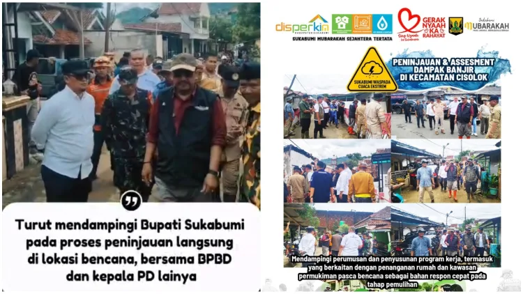 Kadis Perkim bersama Bupati Sukabumi tinjau langsung ke lokasi pasca bencana banjir bandang cisolok
