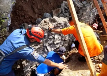 Respon Cepat Damkar Sukabumi Selamatkan Korban Longsor TPT