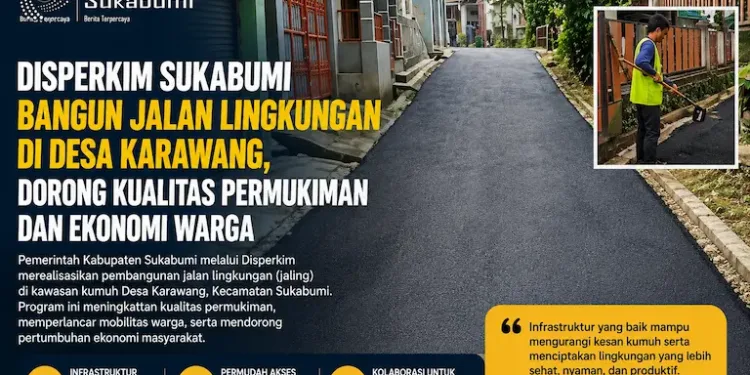 Disperkim Sukabumi Bangun Jalan Lingkungan di Desa Karawang, Dorong Kualitas Permukiman dan Ekonomi Warga