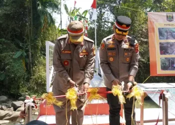Resmikan Jembatan Merah Putih Presisi di Cibadak, Bupati Ajak Warga Merawatnya