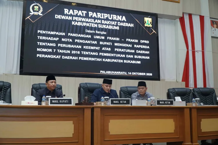 Rapat Paripurna ke-26 DPRD Kabupaten Sukabumi, Tujuh Fraksi Sampaikan Pandangan Umum atas Raperda Perubahan Perangkat Daerah