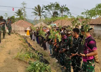Satgas TMMD ke-130 Kodim 0622 Sukabumi Tanam Sayuran dan Bagikan Bibit untuk Warga